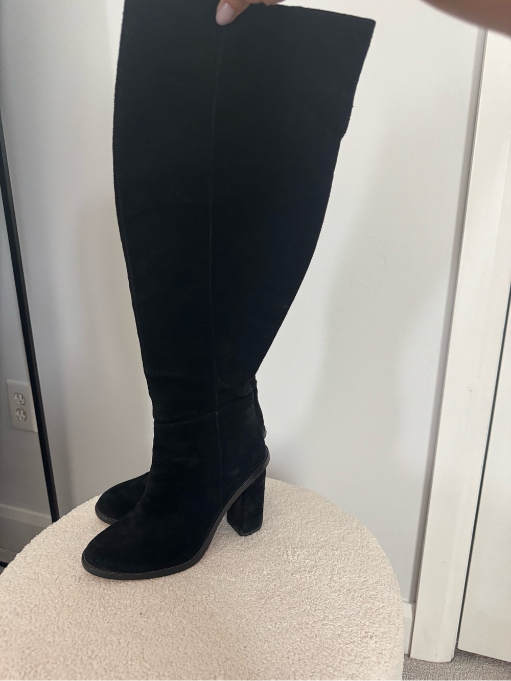 Gianni Bini Black Over-the-Knee Suede Block Heel Boots